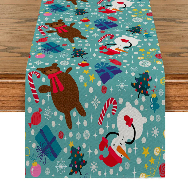 Snowman Tree Table Runner Kitchen Dining Decor by Axyaa