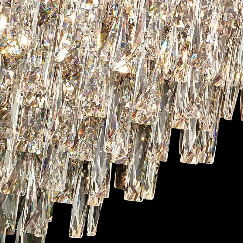 Axyaa Crystal Ceiling Chandelier: Elegant Villa Living Room Pendant Lights Luxe Decor Crown