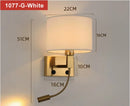 Axyaa LED Rotating Angle Wall Light with Fabric Lampshade for Bedroom and Living Room