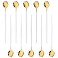 Axyaa Long Handle Mirror Ice Spoon Set - 10Pcs Stainless Steel Flatware & Bar Tools