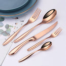 Axyaa Silver Stainless Steel Dinner Set Gold Cutlery 5/10/15/20/25Pcs Utensils