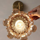 Axyaa Amber Glass LED Wall Lamp with Pull Chain Switch