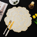 Axyaa Gold Peony Coasters Set - Elegant PVC Placemats for Dining Table