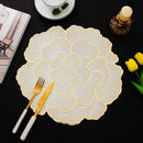 Axyaa Gold Peony Coasters Set - Elegant PVC Placemats for Dining Table