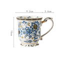 Axyaa French Blue and White Porcelain Coffee Mug, Ceramic Water Cup for Home and Tea Time