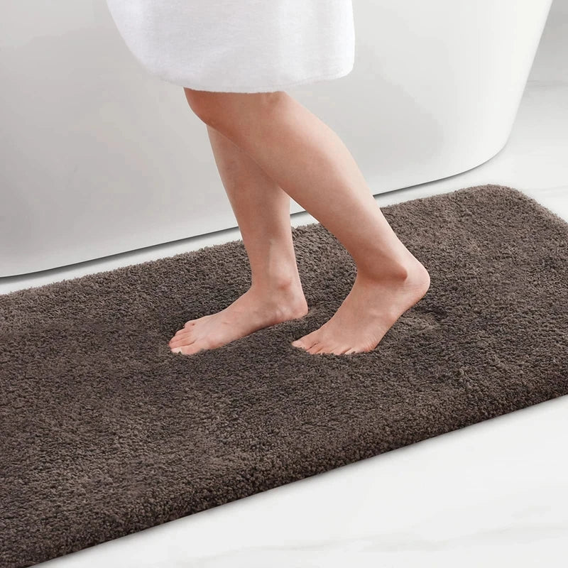 Axyaa Shaggy Soft Bath Rug Mat - Absorbent, Non Slip, Machine Washable