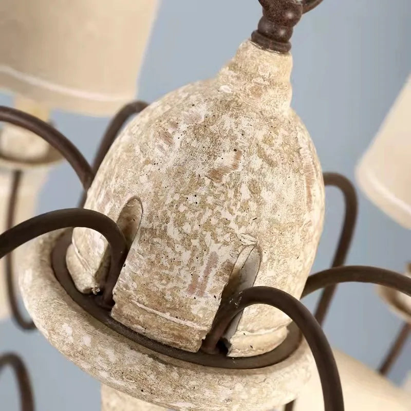Axyaa Wooden Chandelier Bird Light Fabric Nordic Style E14 for Living Room