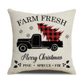Axyaa Christmas Linen Print Throw Pillow Cover for Home Sofa, Living Room and Bedroom
