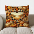 Axyaa Autumn Leaves & Pumpkins Pillow Cover for Sofa, Bedroom, Car - Decorative Cushion Cover