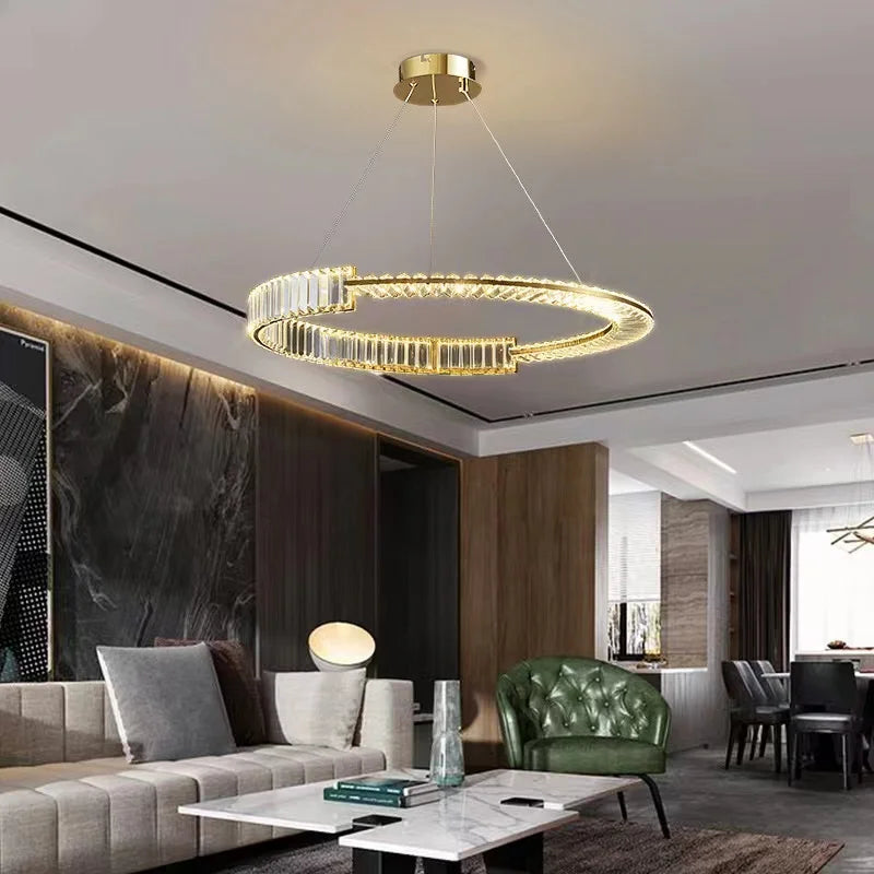 Axyaa Luxury Crystal Chandelier - Modern Gloss Lighting for Living and Dining Room