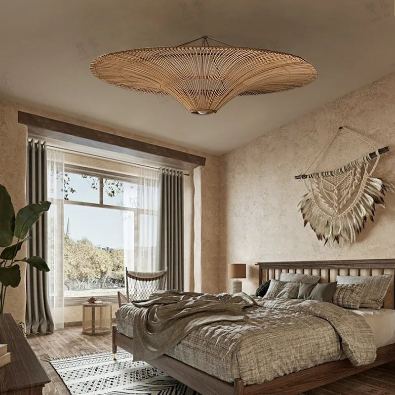 Axyaa Nordic Rattan Chandelier: Elegant Janpanese Wicker Light for Home Decor
