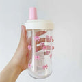 Axyaa Kawaii Bow Plastic Water Bottle with Straw - Summer Bubble Tea Cup