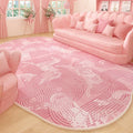 Axyaa Irregular Pink Fluffy Rug Flowers Printed High End Soft Floor Mat