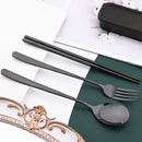Axyaa 16-Piece Rainbow Stainless Steel Tableware Set with Dinner Spoons, Chopsticks, and Cutlery