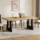 Axyaa Rustic Wood Dining Table, Seats 6-8, 70.9-Inch Rectangular, Black Legs