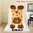 Axyaa Cartoon Animal Printed Flannel Blanket, Large Size for Office Nap or Casual Use