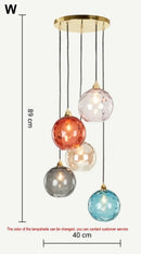 Axyaa Glass Chandelier LED Pendant Light - Colorful Nordic Hanging Lamp
