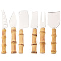 Axyaa Bamboo Cheese Knives Set - Stainless Steel Cutlery for Cheese-Lovers