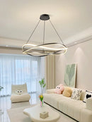 Axyaa Modern Circle LED Pendant Chandelier for Home Living Room, Bedroom & Dining Area