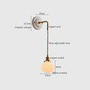 Axyaa Ceramic Copper Wall Sconce LED Lamp with Pull Chain Switch
