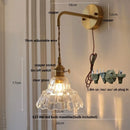 Axyaa Modern Flower Glass LED Wall Lamp - Pull Chain Bedroom Balcony Decor