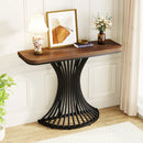 Axyaa Geometric Metal Base Console Table, 39-Inch Industrial Entryway Accent Sofa Table