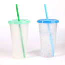 Axyaa Color Changing Confetti Cup with Lid & Straw - Reusable Hot/Cold Drinkware