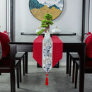 Axyaa Chinese Style Retro Table Runner with Tassel - Home Decor Embroidery Textile