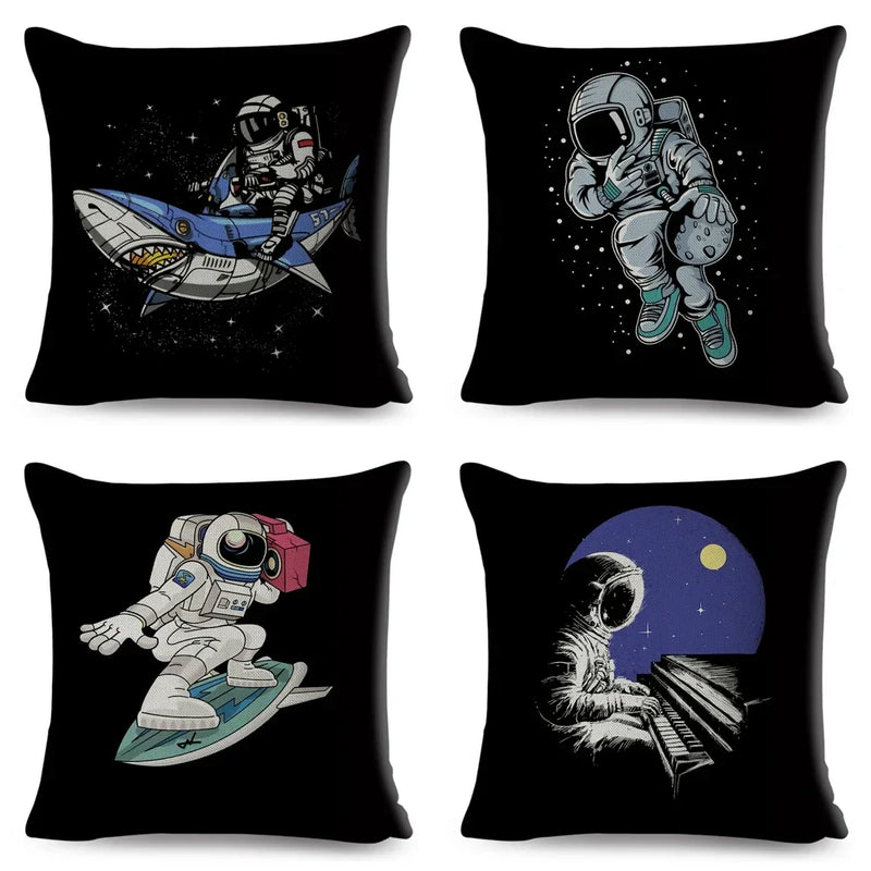Axyaa Astronaut Sports Cushion: Fun Home Decor for Kids Room, Planet & Music Theme