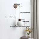 Axyaa White Ceramic LED Wall Lamp with Pull Chain Switch