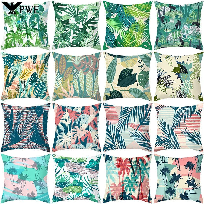 Axyaa Tropical Plant Pillowcase 45*45cm Decor for Home Office Car