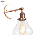 Axyaa Red Bronze LED Wall Lamp with Pull Chain Switch and Clear Glass