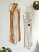 Axyaa Boho Chic Macrame Wall Hanging with Evil Eye Beads - Yarn Tapestry for Home Décor