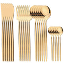 Axyaa Gold Stainless Steel Cutlery Set - 24 Piece Dinnerware Flatware Set