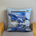 Axyaa Dolphin Ocean Pattern Cushion Cover for Kids Sofa & Home Decor