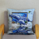 Axyaa Dolphin Ocean Pattern Cushion Cover for Kids Sofa & Home Decor