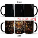 Axyaa Color Changing Animal Ceramic Mug Lion Tiger Heat Sensitive Coffee Cup