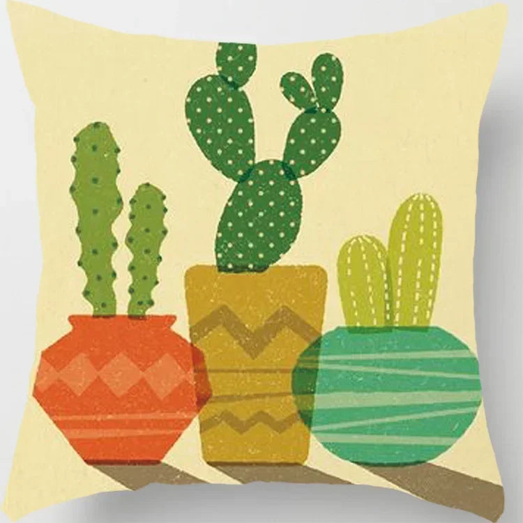 Axyaa Tropical Cactus Potted Pillowcase for Home and Office Decor