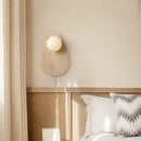 Axyaa Stone Art Wall Lamp with Glass Lampshade and Pull Chain
