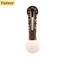 Axyaa Retro Brass Wall Lamp Marble Hotel Living Room Lighting