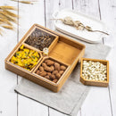 Axyaa Bamboo Partition Dessert Plate - Snack Storage Tray for Dried Fruits & Treats