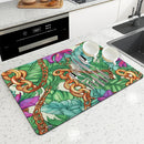 Tropical Palm Drying Mat by Axyaa: Absorbent Anti-Slip Coffee Mat & Table Placemat