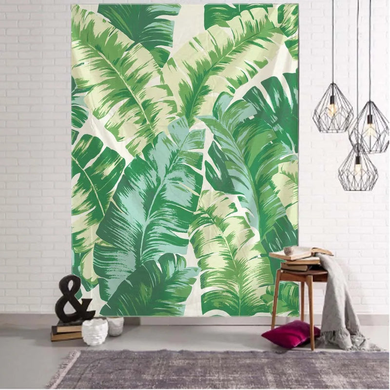 Axyaa Jungle Palm Tree Tapestry: Tropical Plant Leaves Wall Hanging.