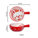 Axyaa Cartoon Handle Ceramic Baking Bowl - 580ml