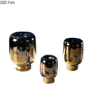 Axyaa Gold Crack Texture Glass Vase for Desk Decoration & Floral Arrangement