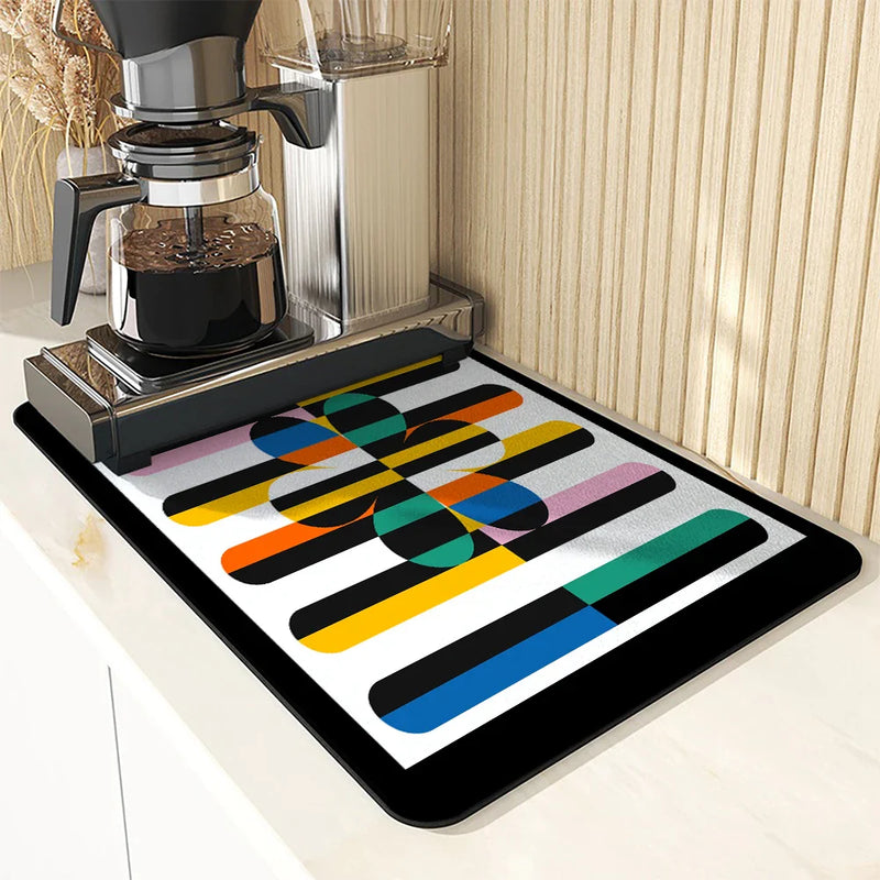 Axyaa Floral Drain Pad: Absorbent Anti-slip Kitchen & Bathroom Mat