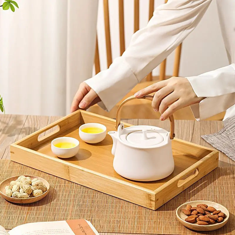 Axyaa Bamboo Tea Tray, Food Storage, Dinner Plate, Kitchen Tableware
