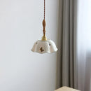 Axyaa Butterfly Ceramic LED Pendant Lamp with Wooden Handle Copper Socket