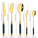 Axyaa Green Gold Stainless Steel Cutlery Set Dinnerware Flatware Silverware