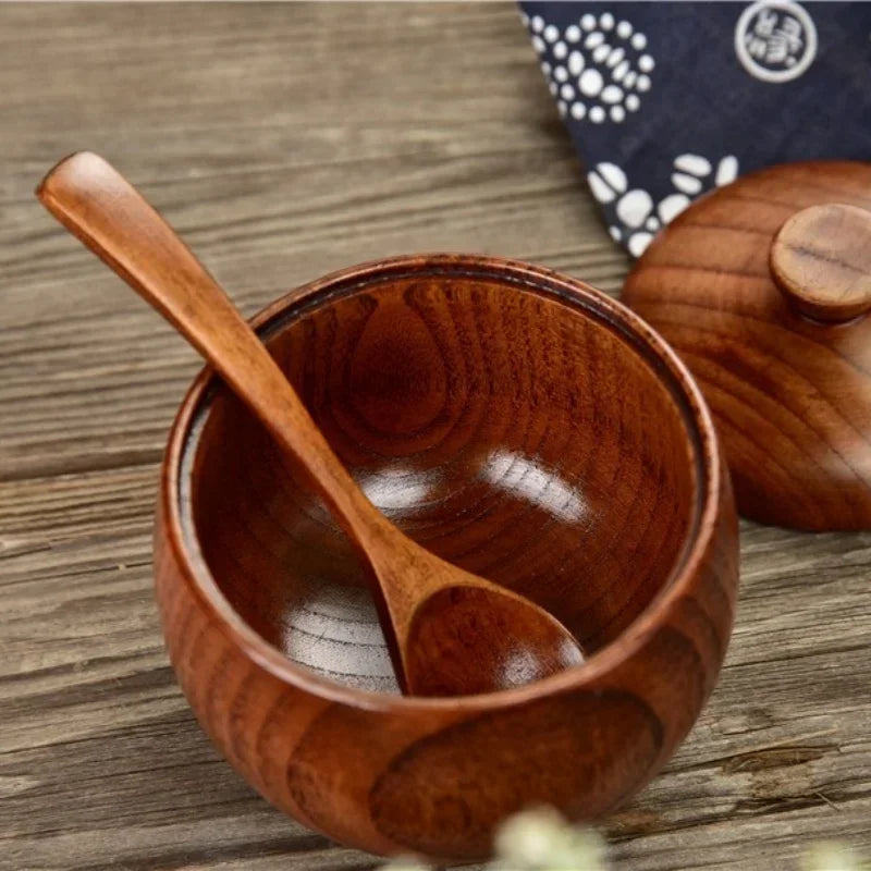Axyaa Wooden Salt Jar with Spoon | Seasoning Container | Kitchen Spice Organizer